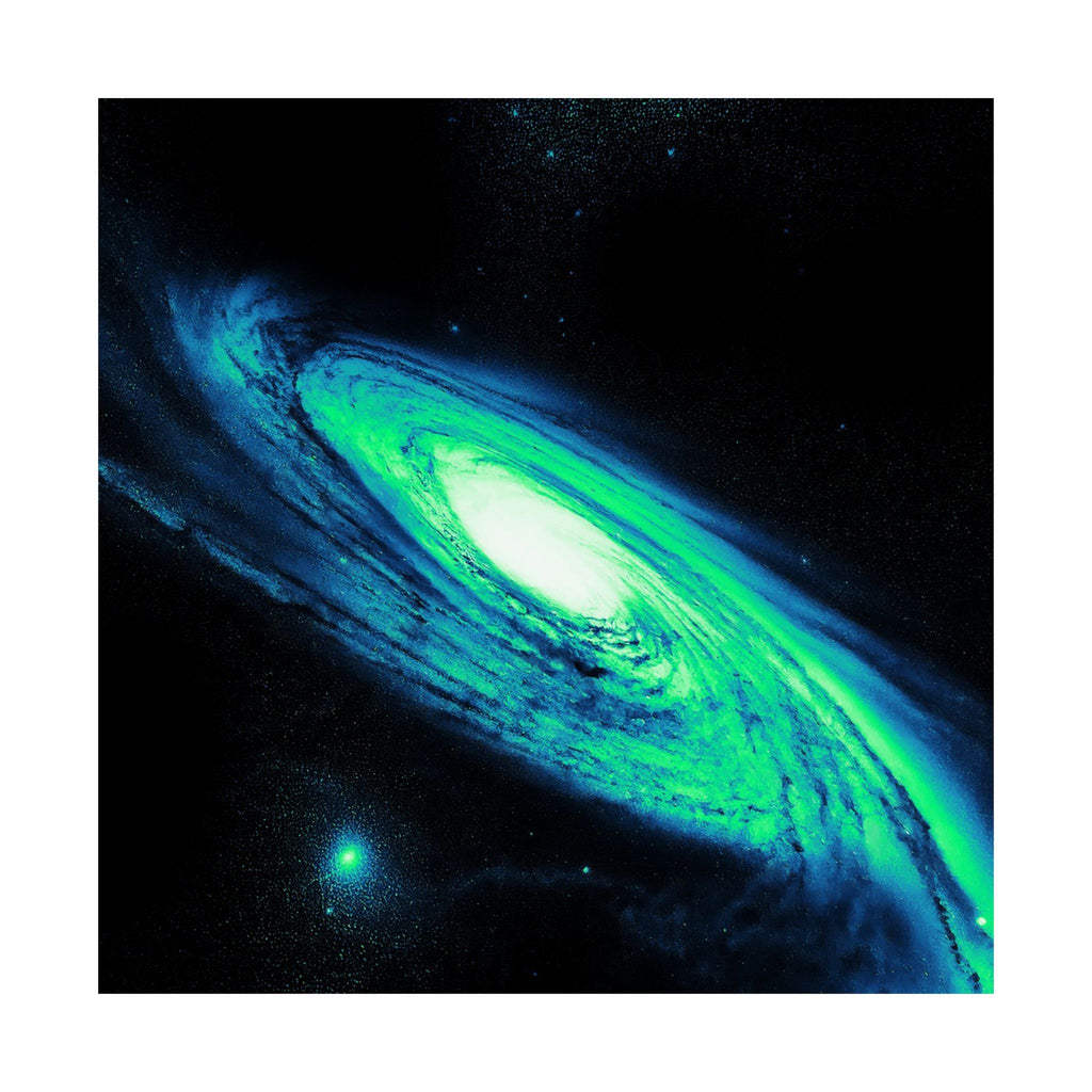 Vaporwave Green and Blue Spiral Galaxy Matte Poster Print