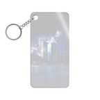Space Cityscape on the Shore Keychain - Neon Sci-Fi Coast Acrylic Charm