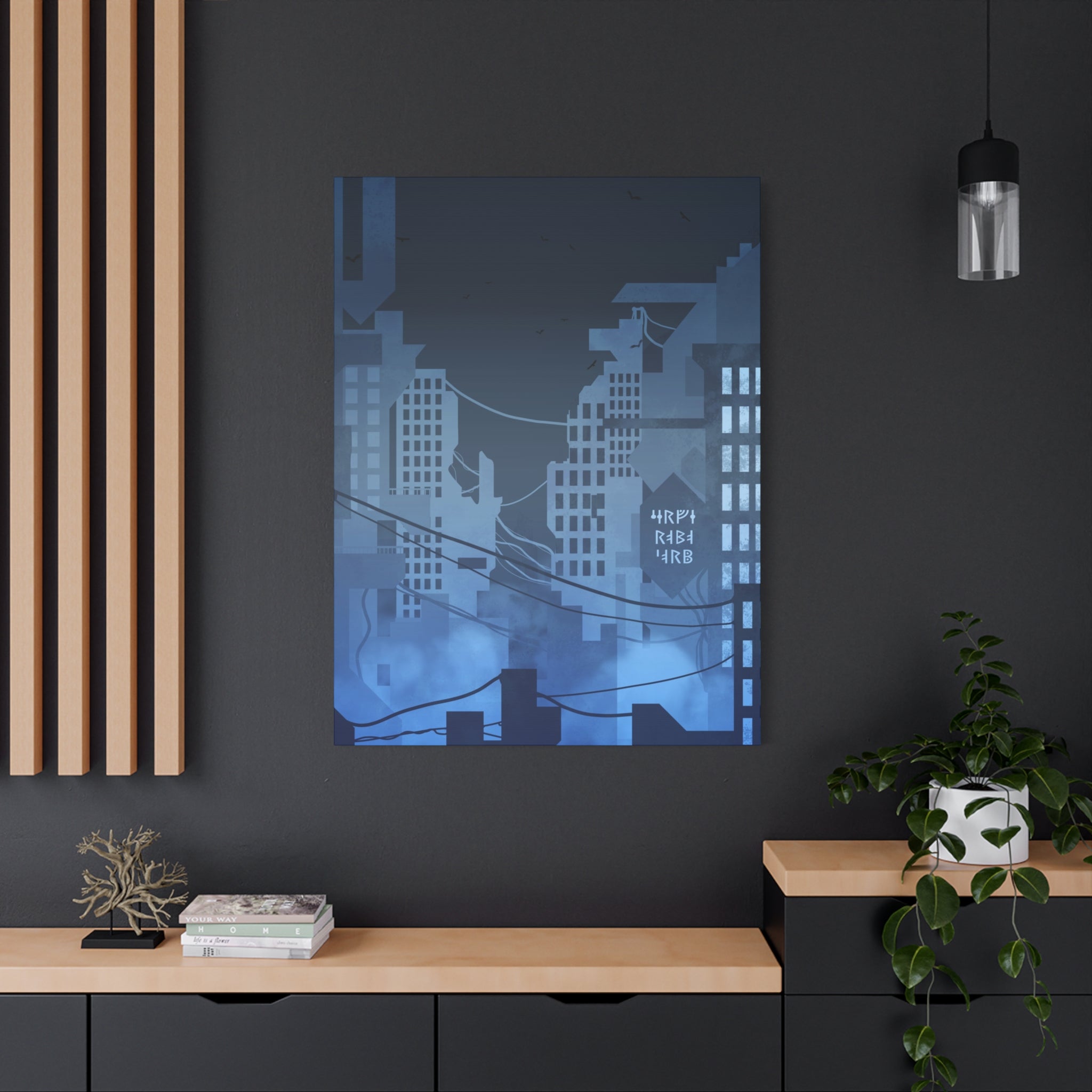 City Lights Canvas Wall Art - Neon Cyberpunk Cityscape Decor