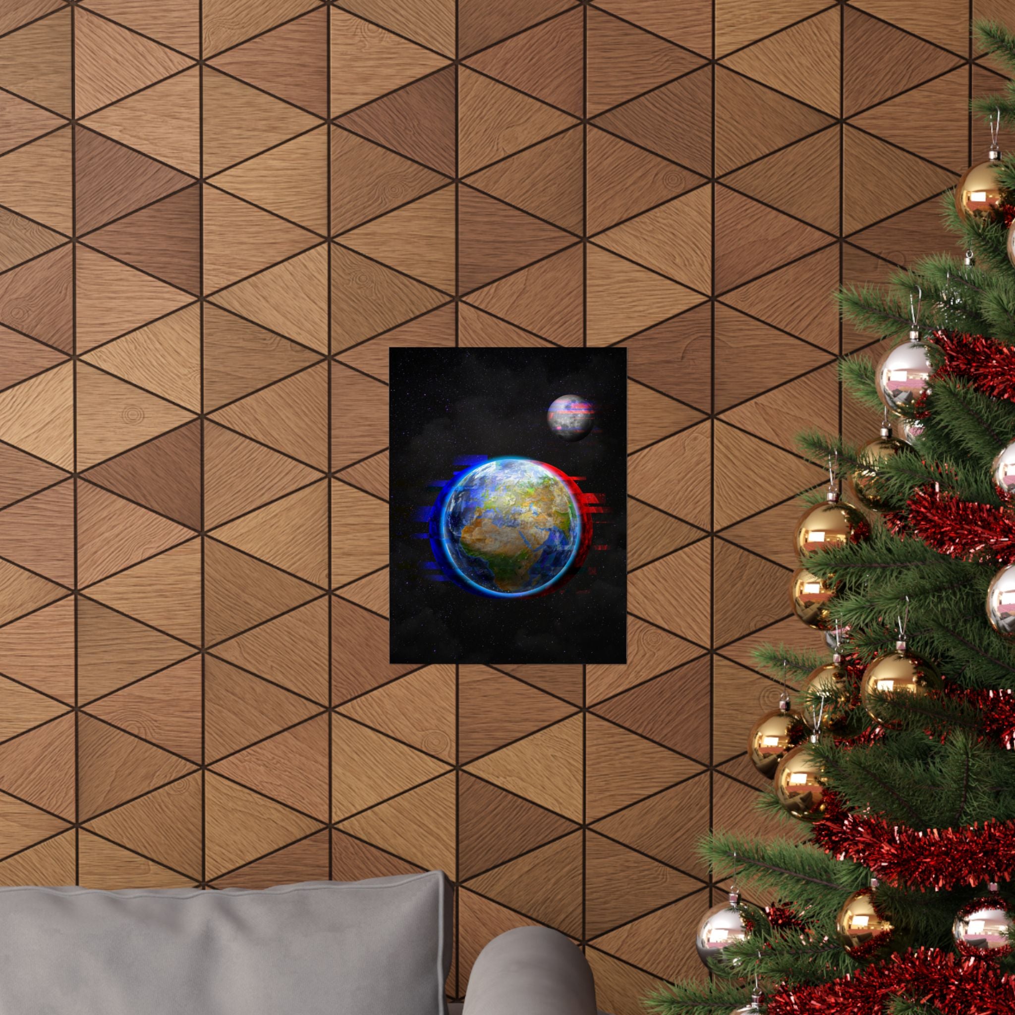 Earth Glitched Poster - Digital Glitch Space Art Print