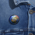 Earth Glitched Pin - Geometric Glitch Art Button