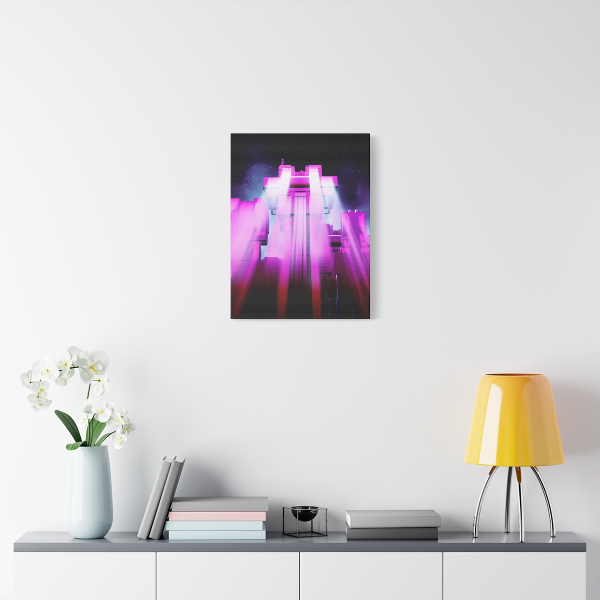 The City of Lights Vibrant Cityscape Canvas Art | Modern Neon Urban Skyline Wall Decor