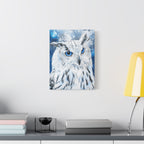 Frost Owl Canvas Wall Art - Winter Animal Fantasy Nature Decor