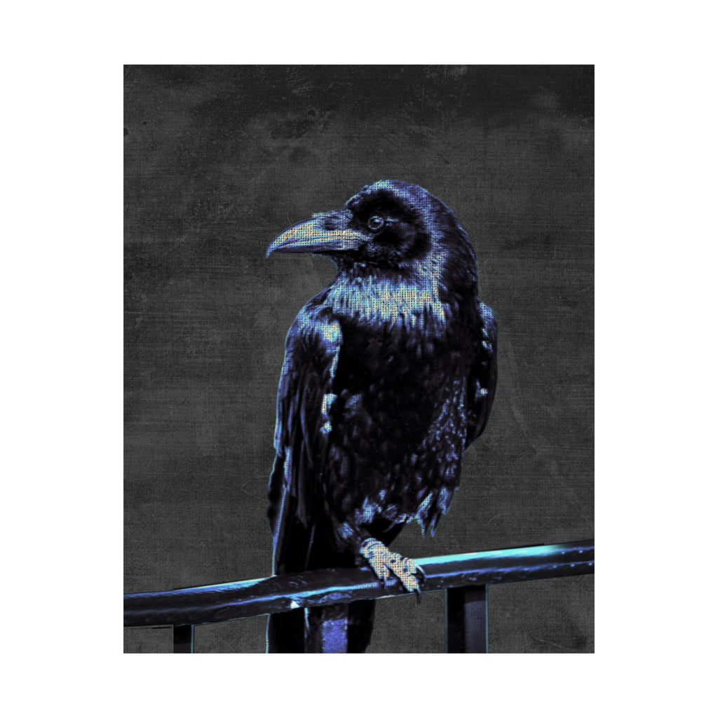 Blue Crow Poster Print - Surreal Raven Bird Art