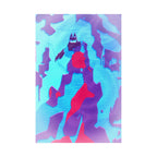 Retro Ice Cave Poster - Cool-Toned Glitch Aesthetic Art Print