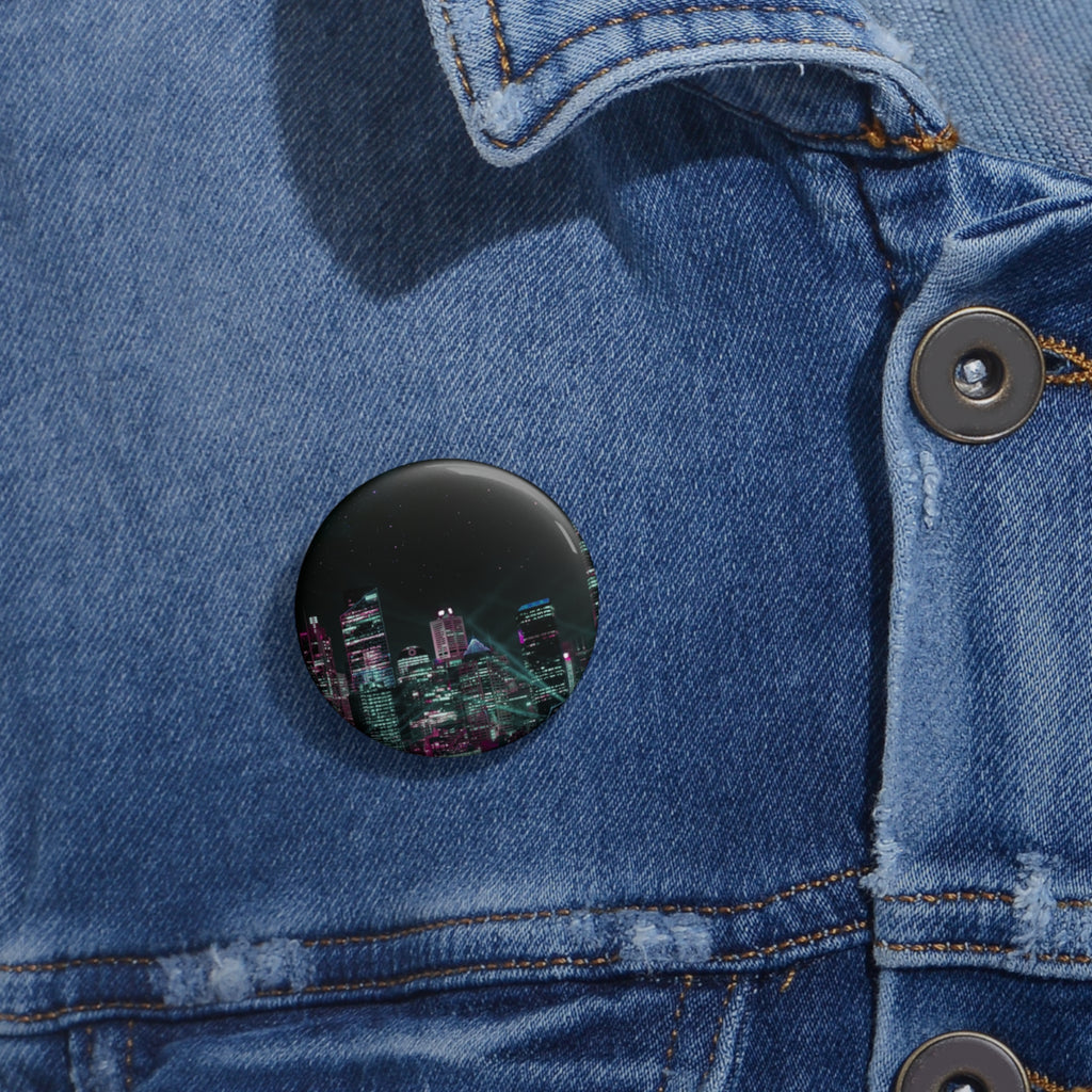 Cyberpunk Harbor Pin - Neon City Art Button