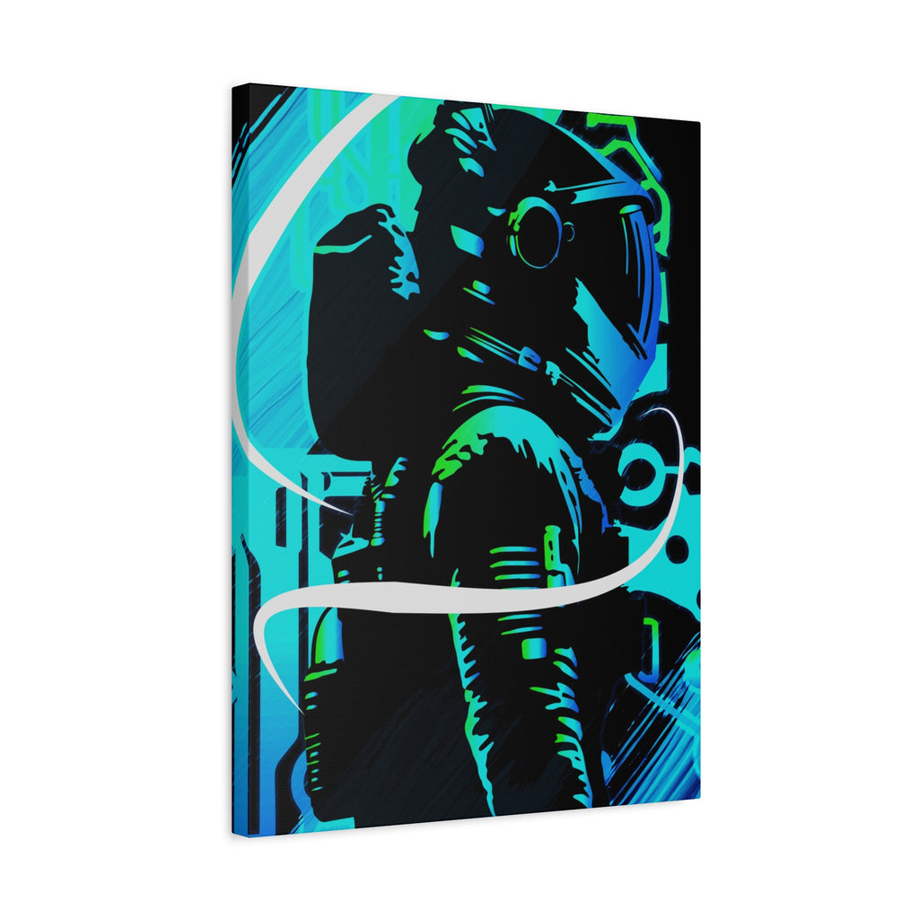 Grunge Paint Blast Canvas Wall Art - Abstract Graffiti Astronaut Decor