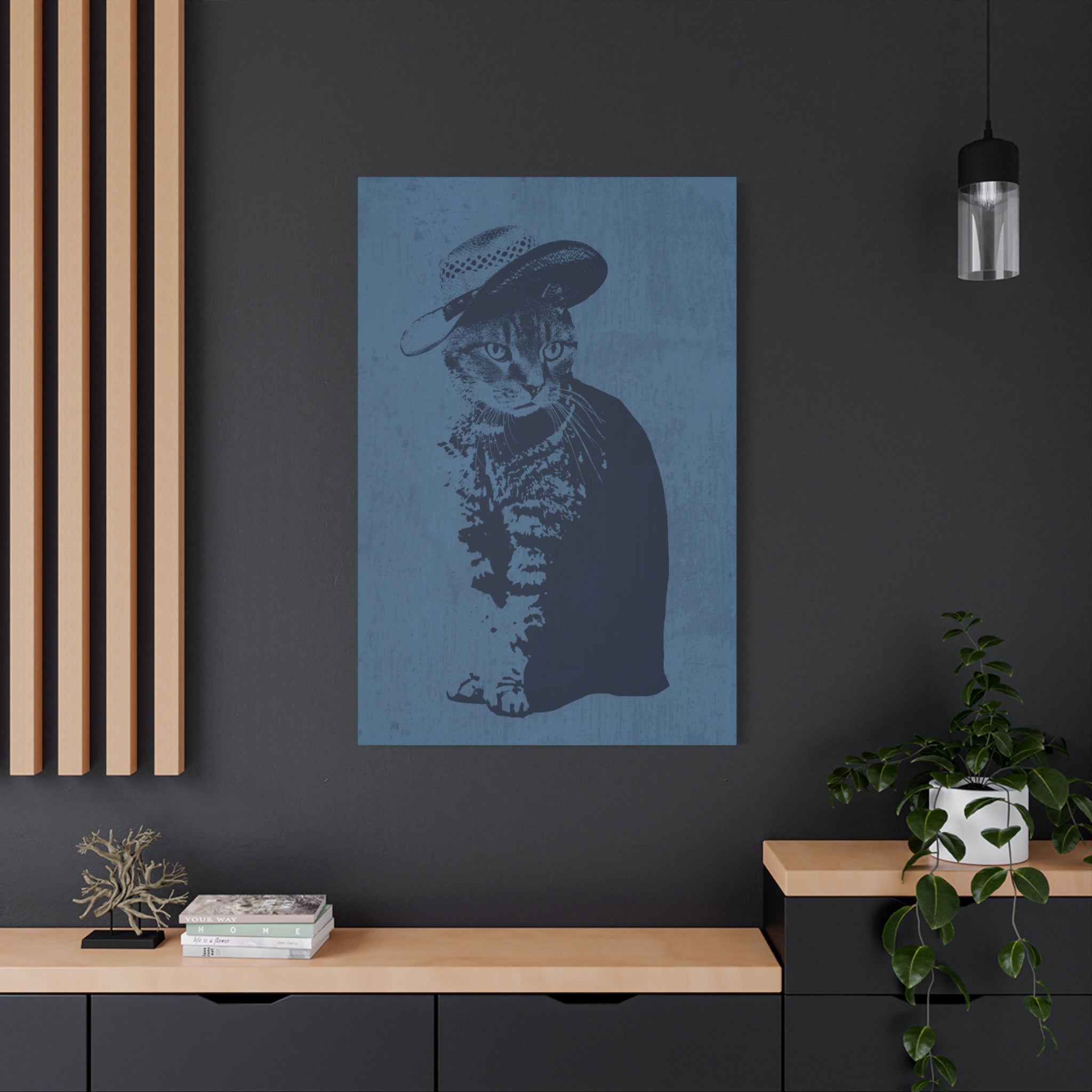 Grey Tabby Cat Canvas Wall Art - Cute Pet Portrait Decor