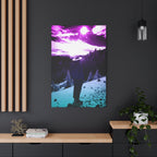Winter Aurora Light Snowy Forest Canvas Art | Northern Lights Arctic Landscape Wall Decor