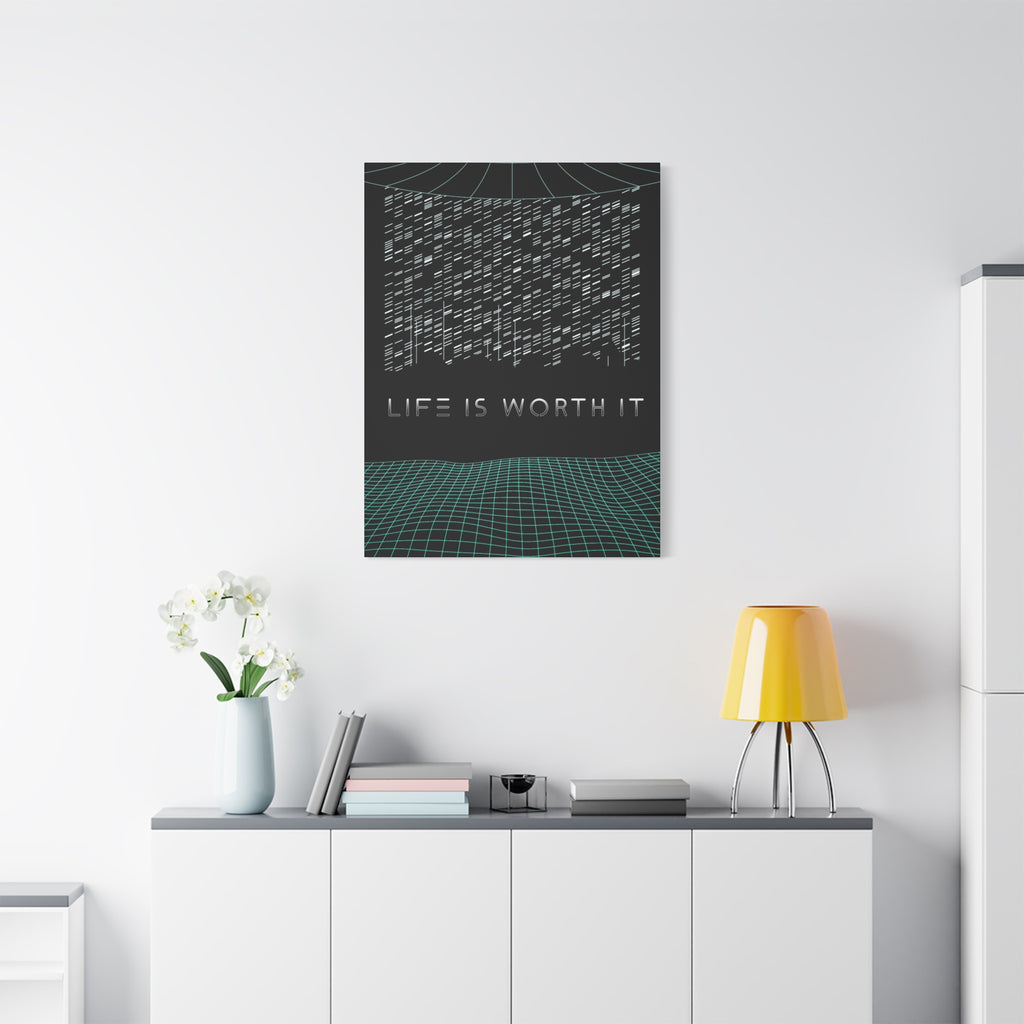 Life Is Worth It Canvas Wall Art - Abstract Symbolic Cyber Decor