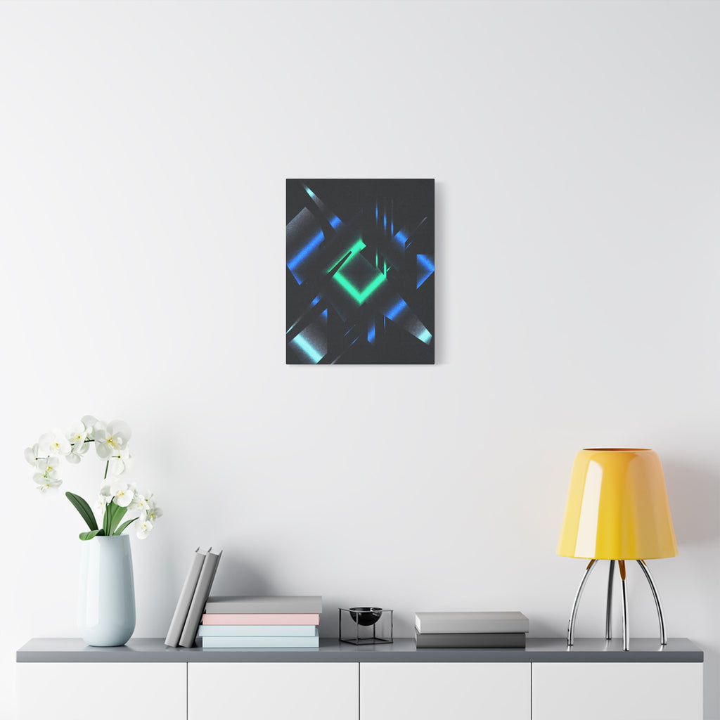 Abstract Techno Blue Canvas Wall Art - Digital Glitch Decor