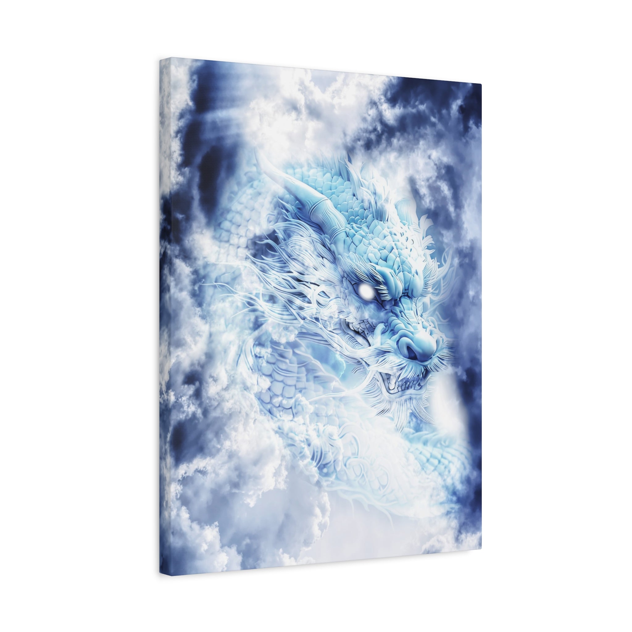 Blue Sky Dragon Canvas Wall Art - Celestial Fantasy Decor