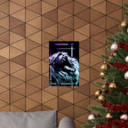 CRT Lion Retro Wave Poster - 80s Synthwave Neon Art Print