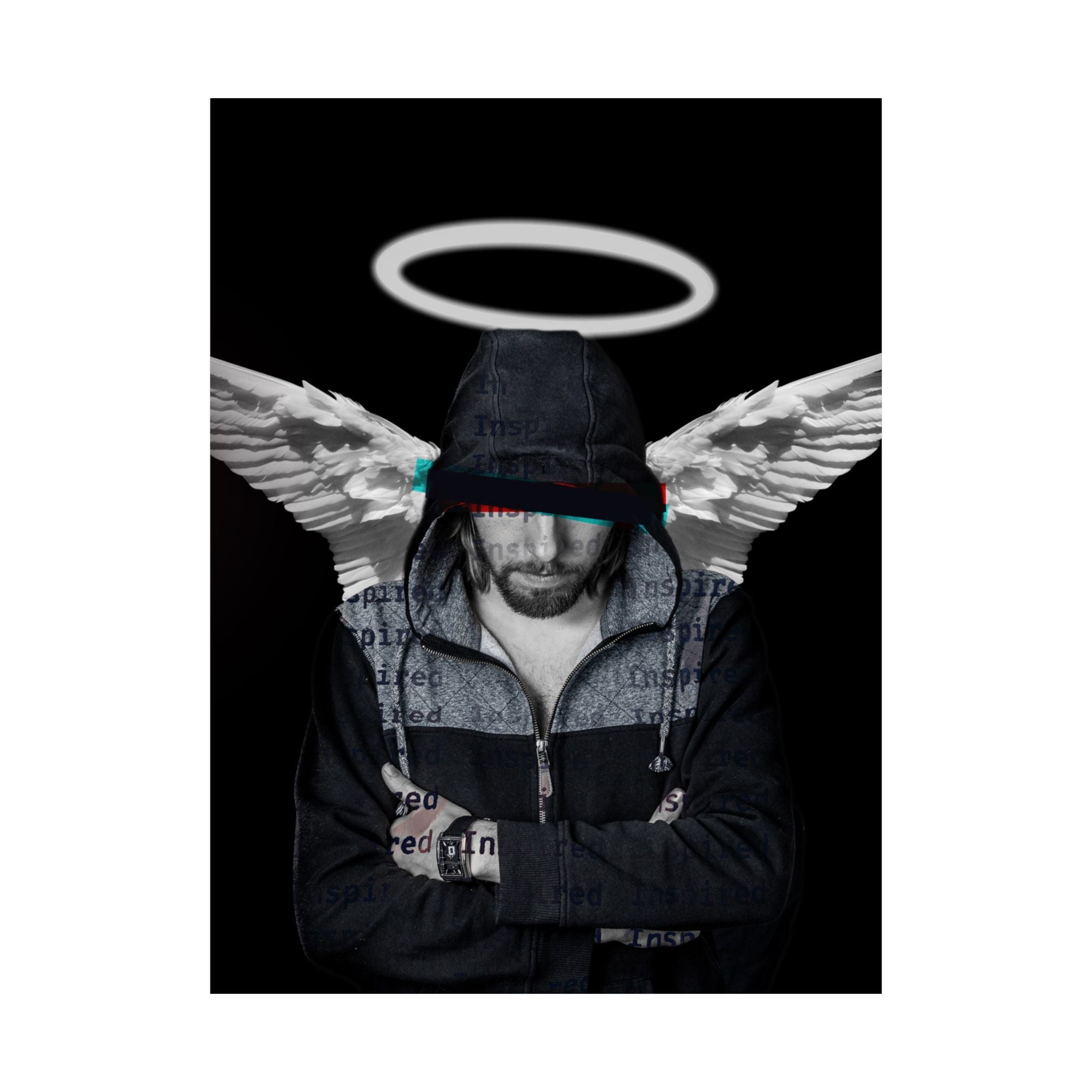 Modern Angel Poster - Black & White Geometric Wings Art Print