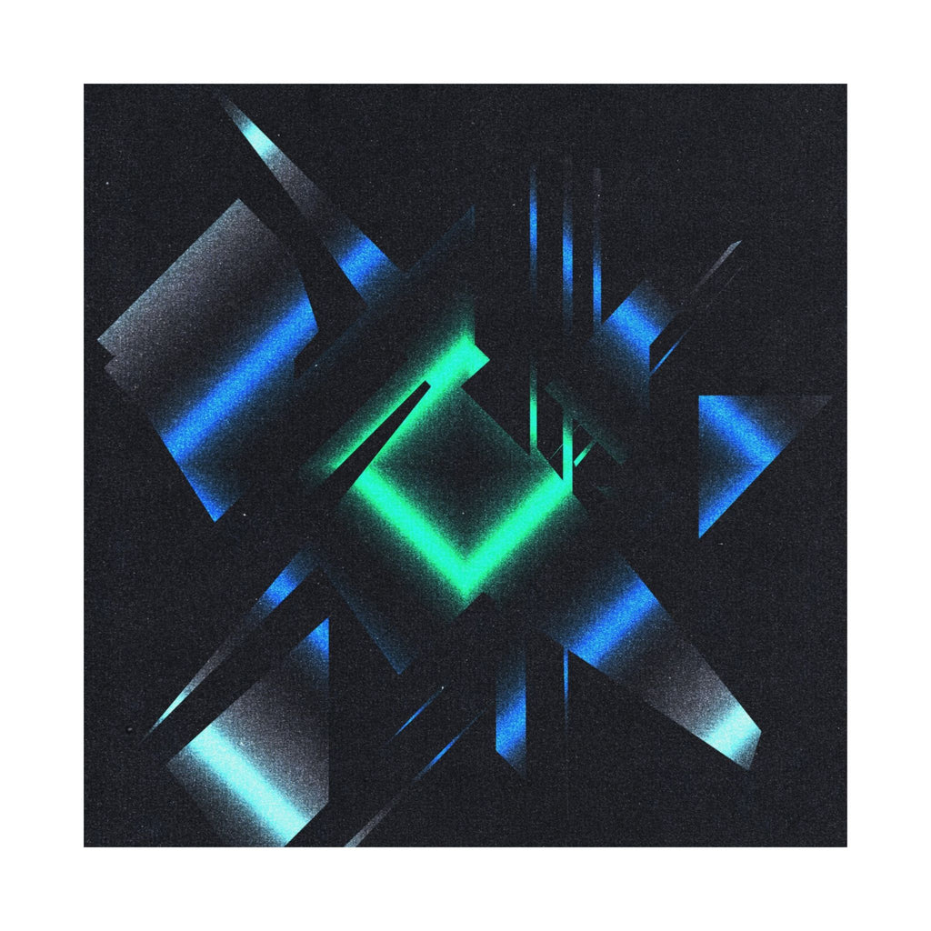 Abstract Techno Blue Poster - Cyberpunk Digital Art Print