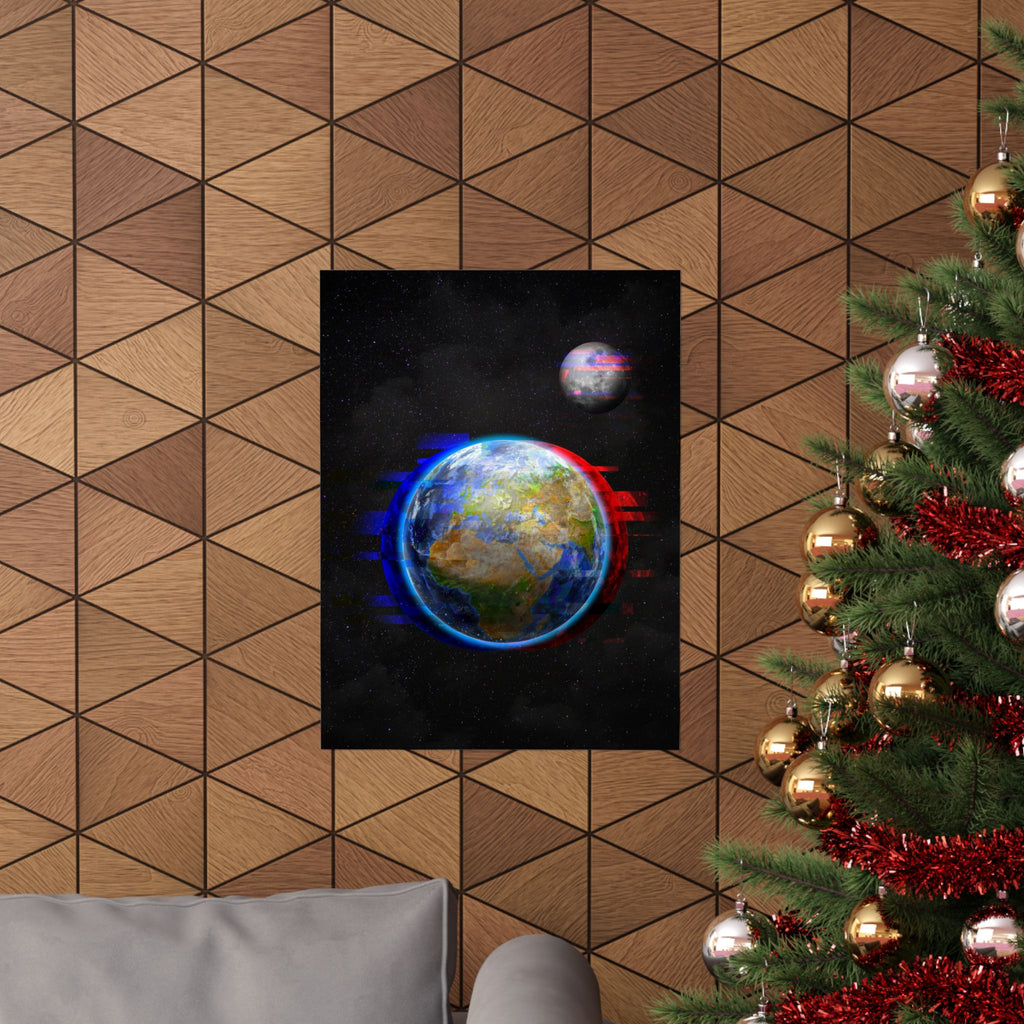Earth Glitched Poster - Digital Glitch Space Art Print