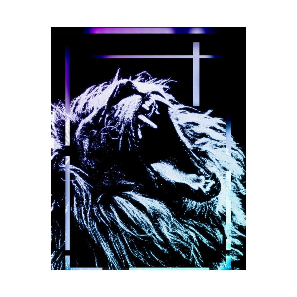 CRT Lion Retro Wave Poster - 80s Synthwave Neon Art Print