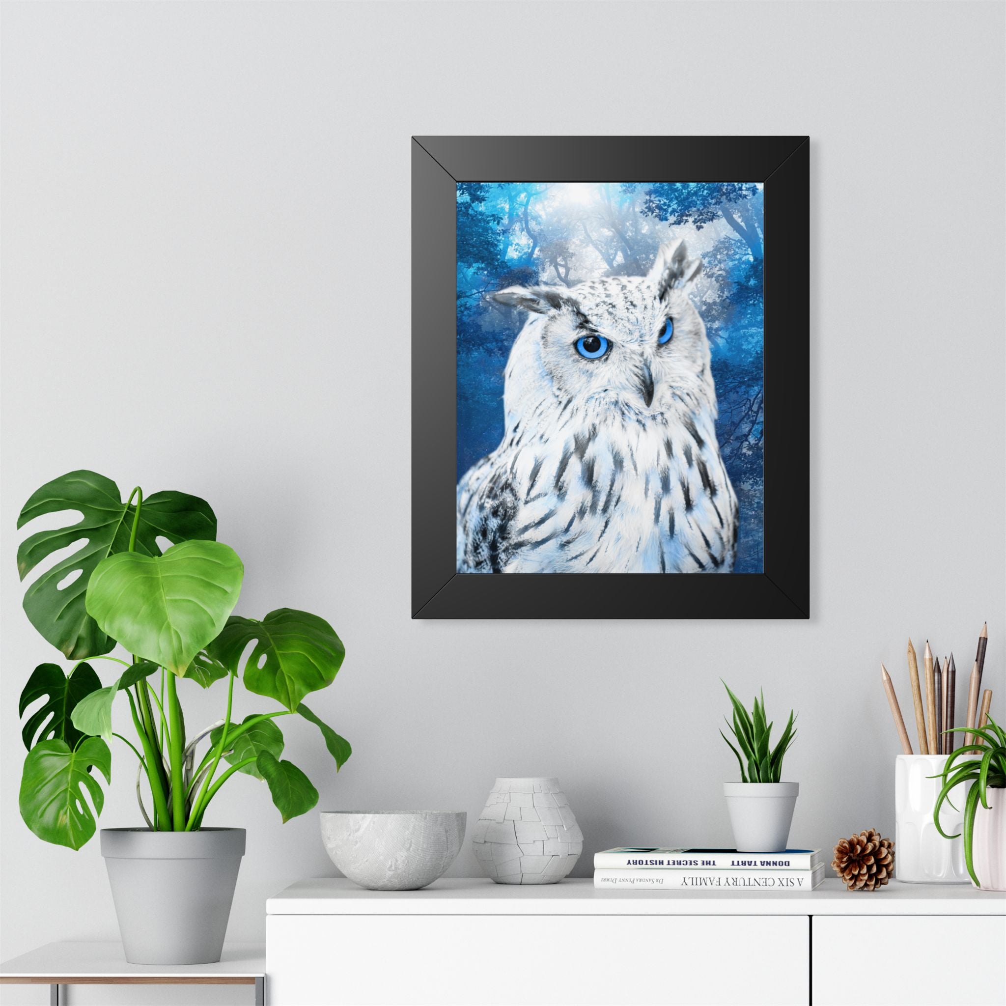 Frost Owl Poster - Ethereal Winter Woodland Art Print