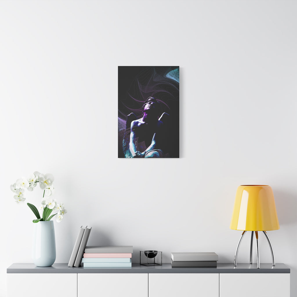Skybound Canvas Wall Art - Surreal Angel Figure in the Clouds