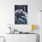 CRT Lion Retro Wave Canvas Art - 80s Vaporwave Neon Decor
