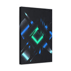 Abstract Techno Blue Canvas Wall Art - Digital Glitch Decor