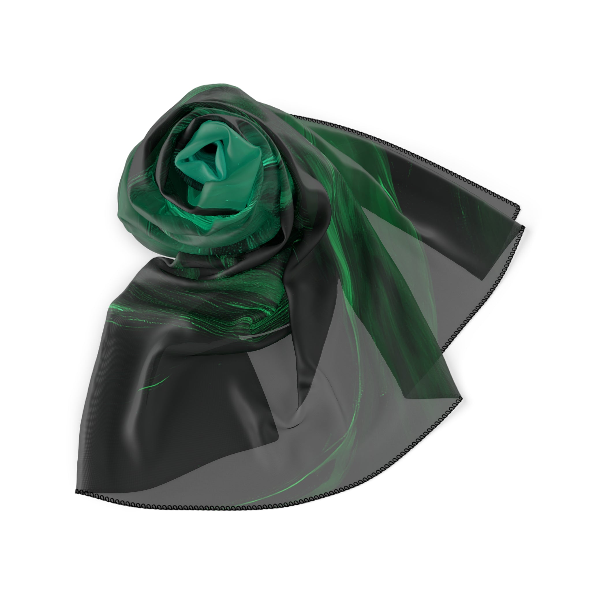 Emerald Ink Abstract Scarf - Deep Green & Black Swirl Shawl