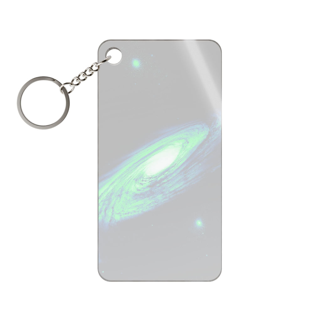 Vaporwave Green and Blue Spiral Galaxy Acrylic Charm Keychain