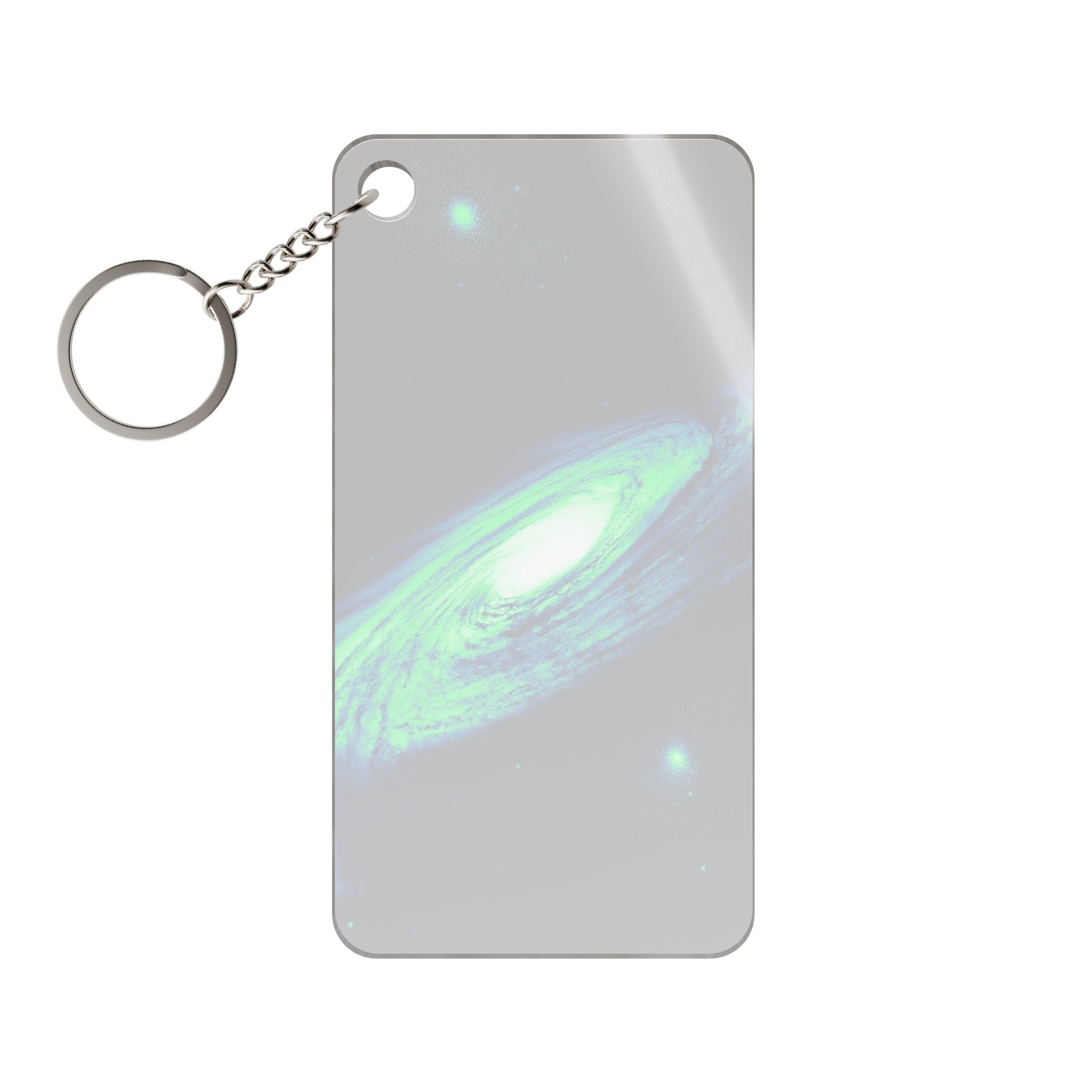 Vaporwave Green and Blue Spiral Galaxy Acrylic Charm Keychain
