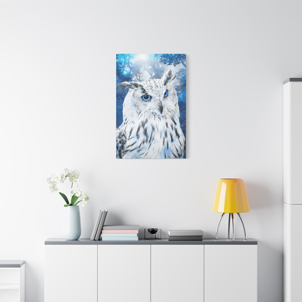 Frost Owl Canvas Wall Art - Winter Animal Fantasy Nature Decor