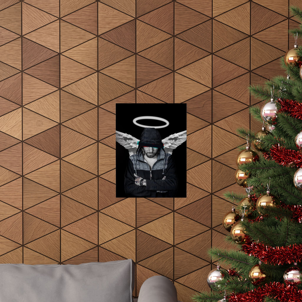 Modern Angel Poster - Black & White Geometric Wings Art Print