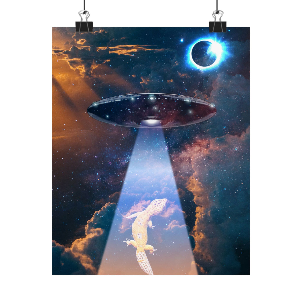 Space Lizards Poster - Lizard Ufo Art Print