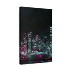 Cyberpunk Harbor Canvas Wall Art - Futuristic Sci-Fi City Decor