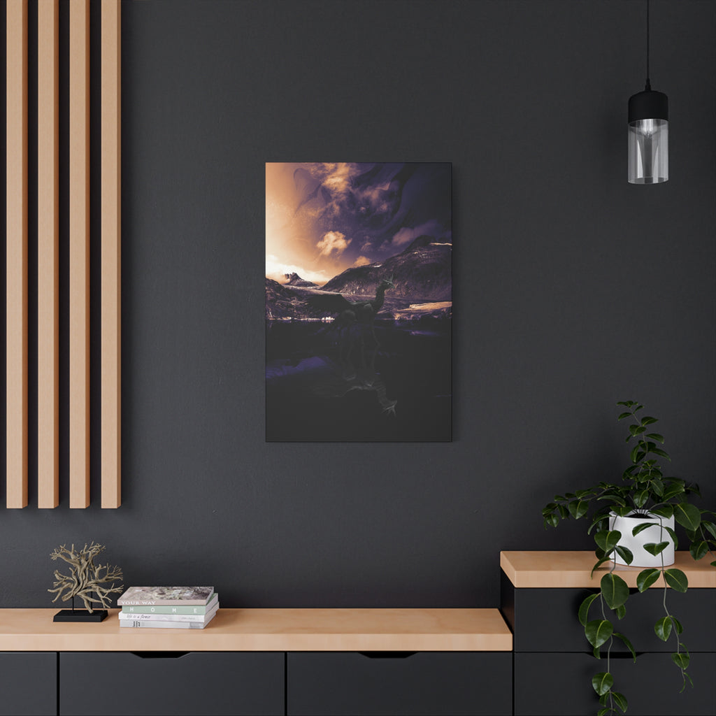 Baby Winged Dragon Canvas Wall Art - Fantasy Creature Decor