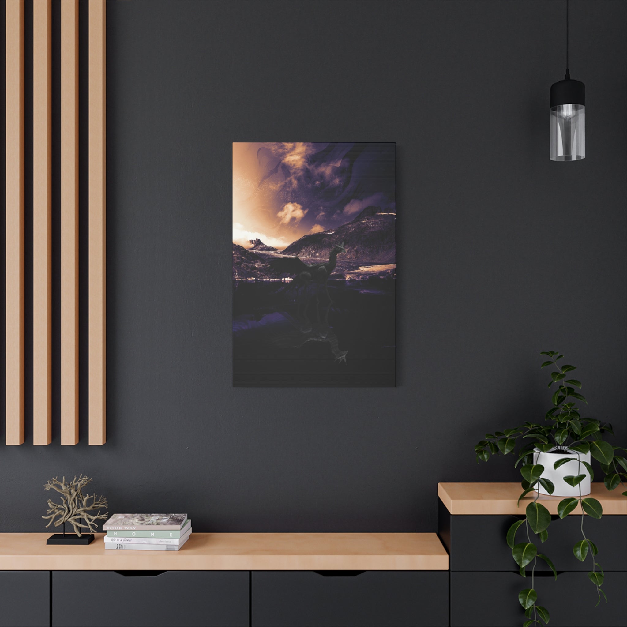 Baby Winged Dragon Canvas Wall Art - Fantasy Creature Decor