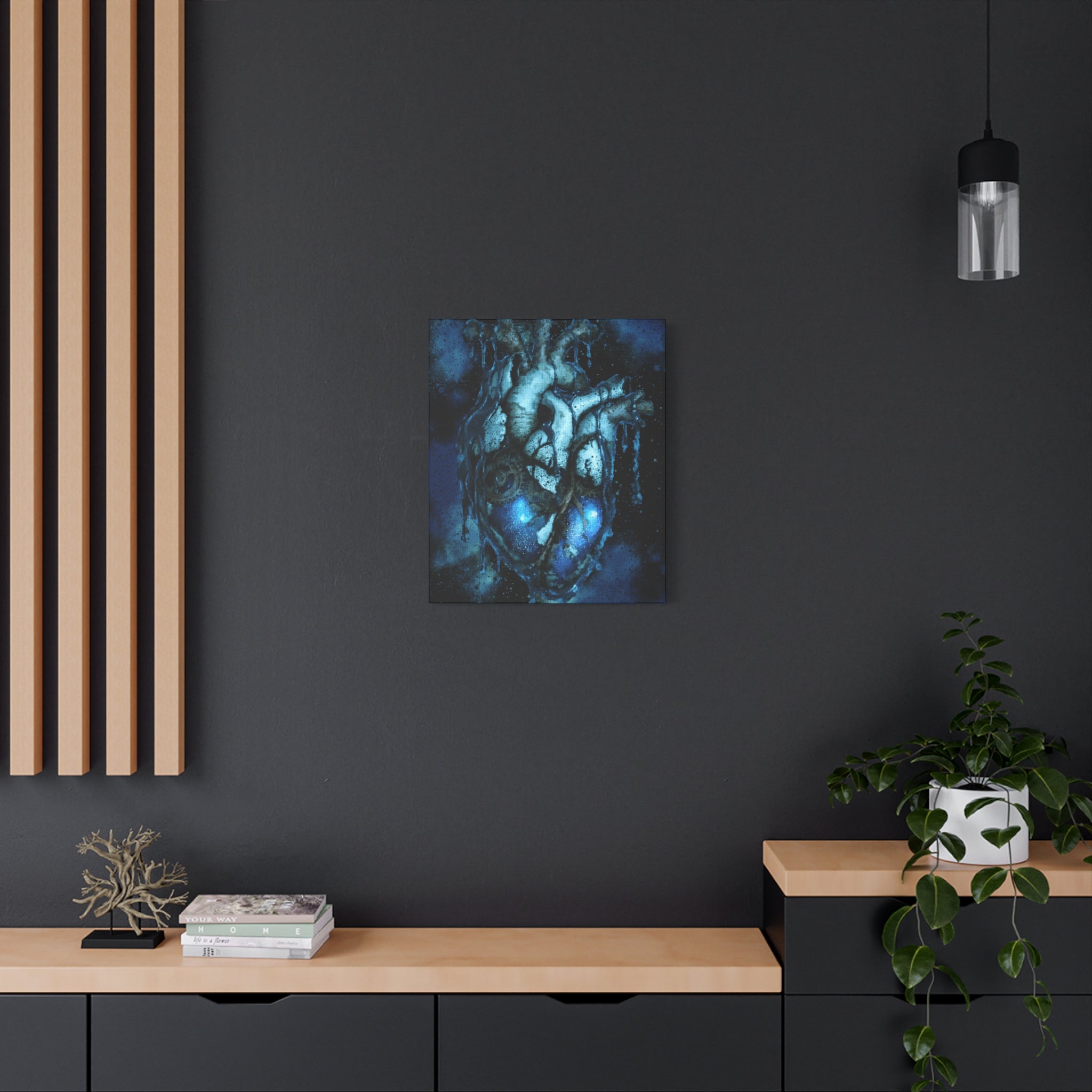 Galaxy Heart Canvas Wall Art - Cosmic Anatomical Space Love Decor