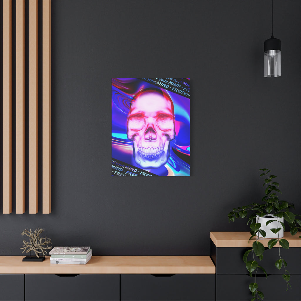 Free Your Mind Psychedelic Skull Canvas Art - Trippy Skeleton Decor