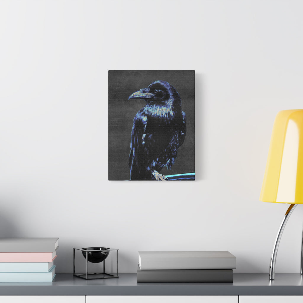 Blue Crow Canvas Wall Art - Surreal Raven Bird Decor