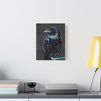 Blue Crow Canvas Wall Art - Surreal Raven Bird Decor