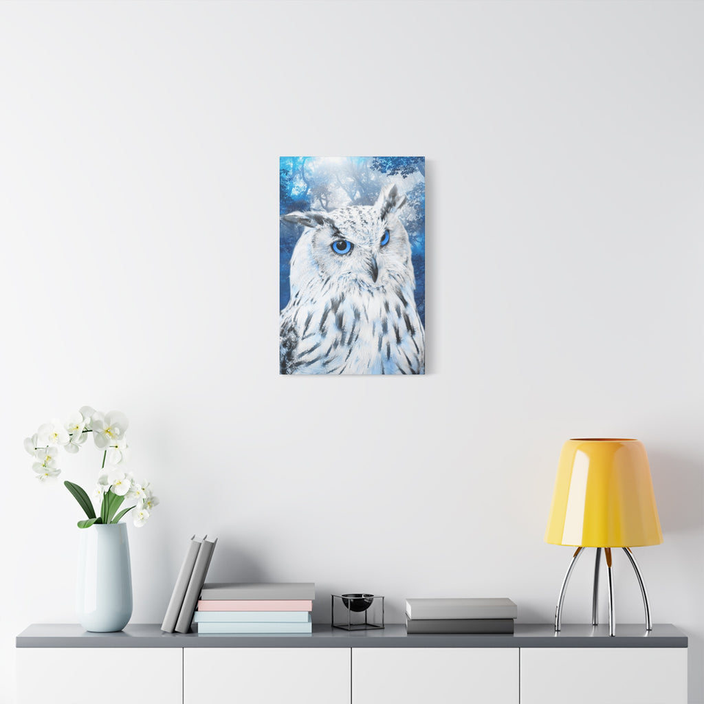 Frost Owl Canvas Wall Art - Winter Animal Fantasy Nature Decor