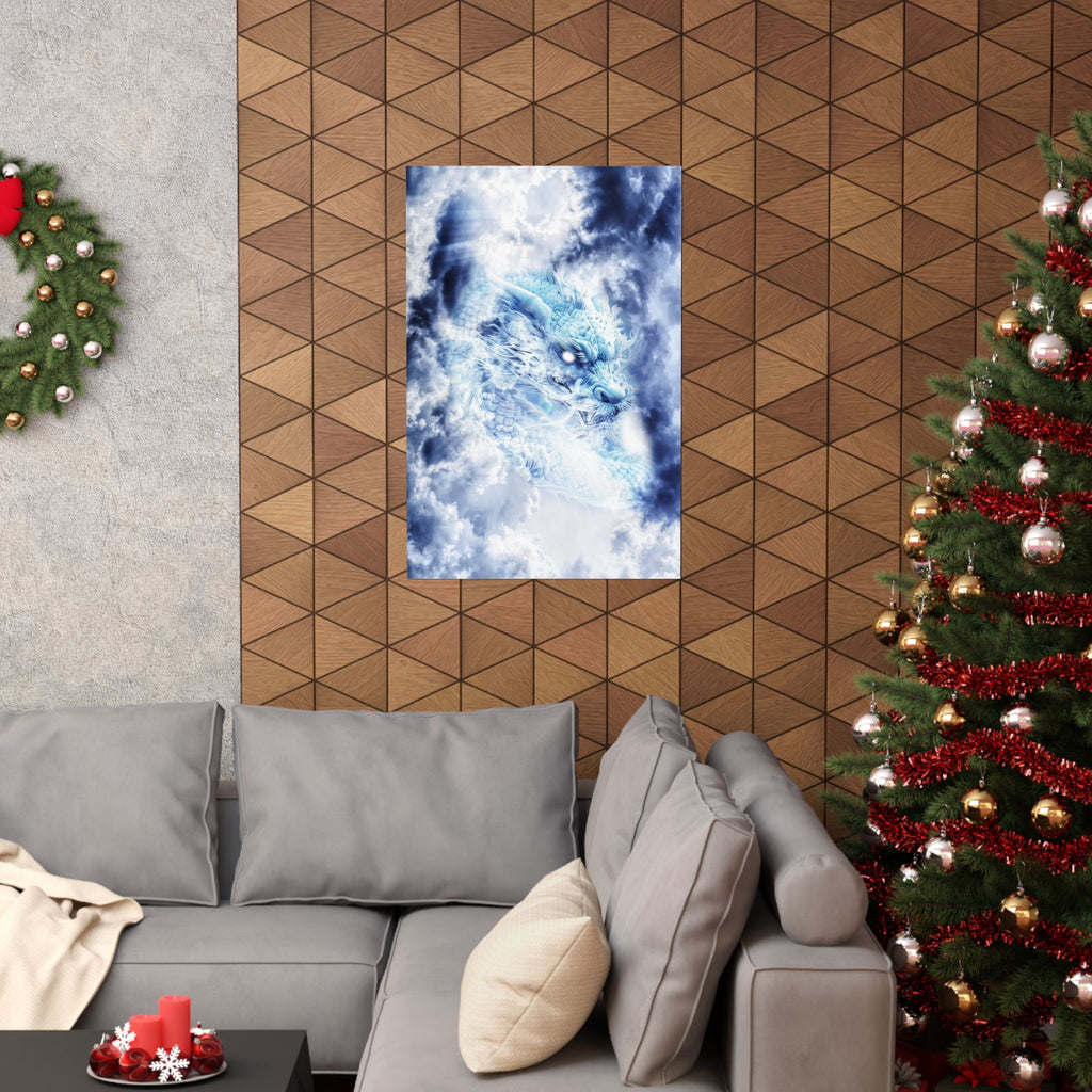 Blue Sky Dragon Poster - Celestial Cloud Dragon Art Print