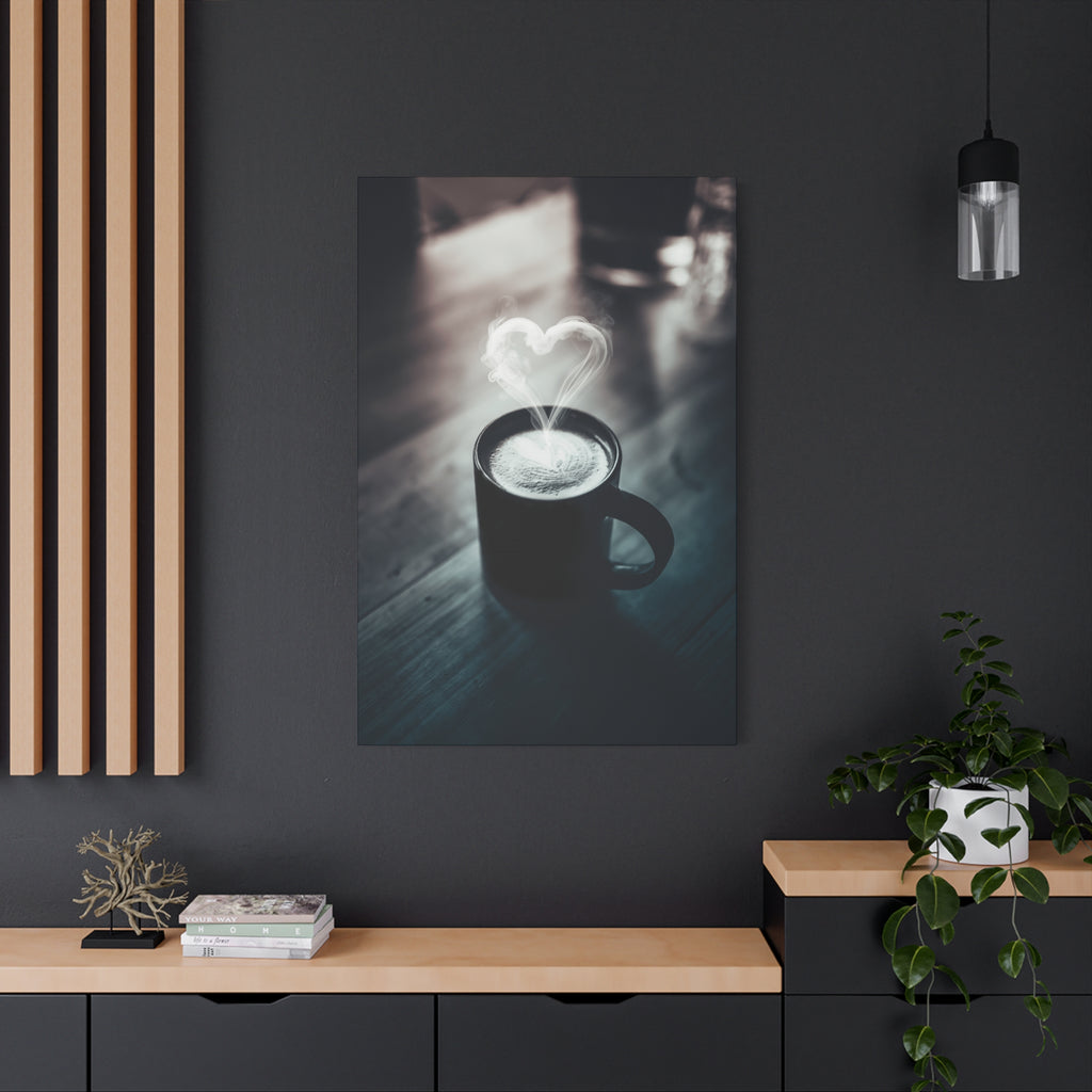 Coffee Love Kitchen Canvas Wall Art - Rustic Cafe Decor