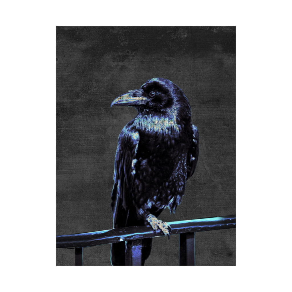 Blue Crow Poster Print - Surreal Raven Bird Art