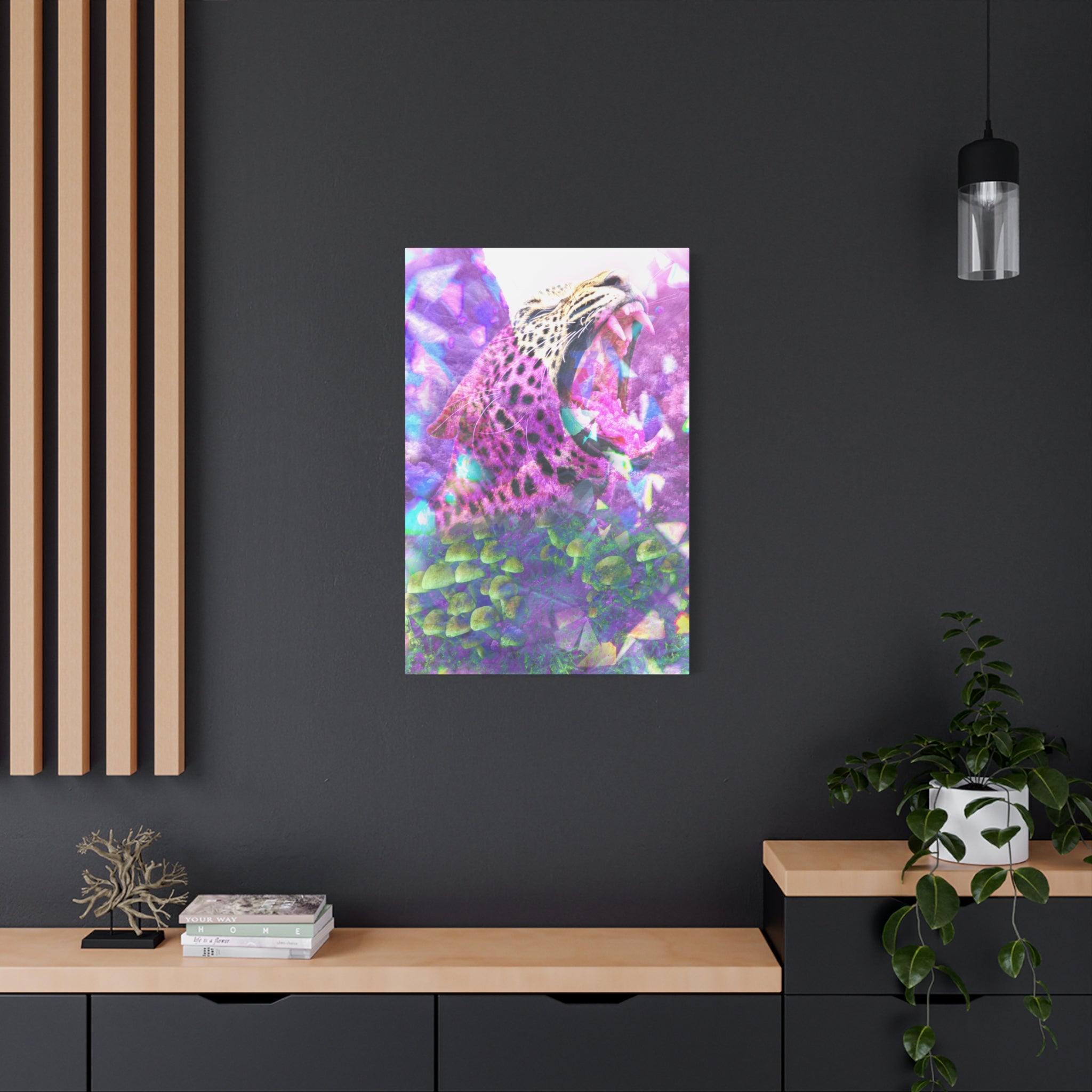 Vibrant Roaring Leopard Matte Canvas Wall Art