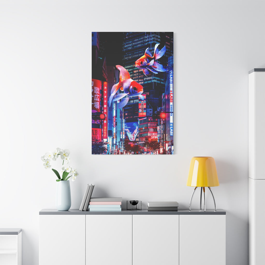Japanese City Punk FX.2 Canvas Wall Art - Neon Japan Cyberpunk Street