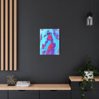 Retro Ice Cave Canvas Wall Art - Cool-Toned Glitch Winter Decor