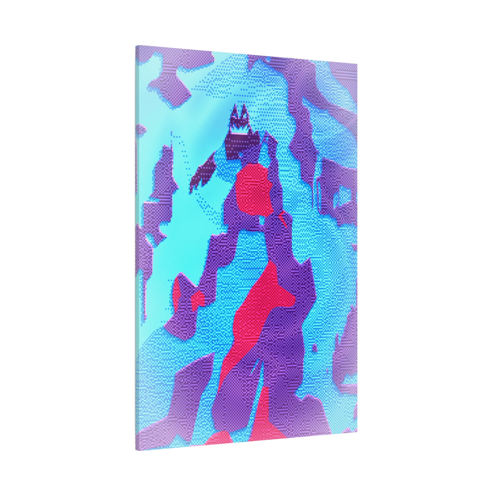 Retro Ice Cave Canvas Wall Art - Cool-Toned Glitch Winter Decor