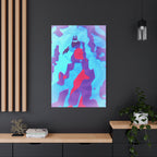 Retro Ice Cave Canvas Wall Art - Cool-Toned Glitch Winter Decor