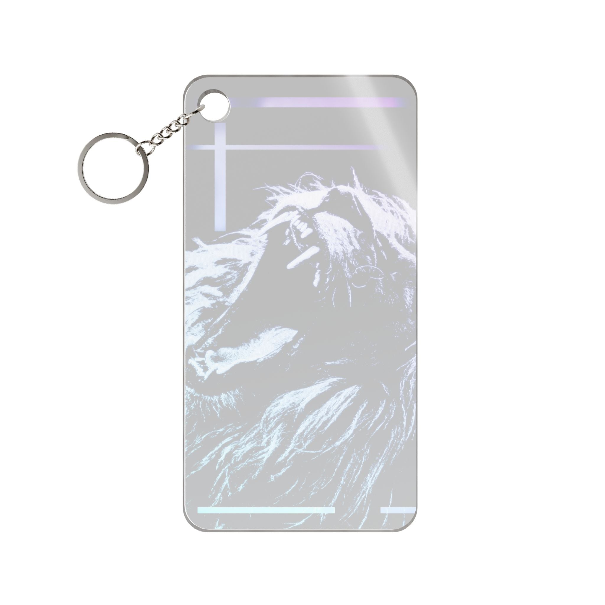 CRT Lion Retro Wave Keychain - Synthwave Acrylic Charm