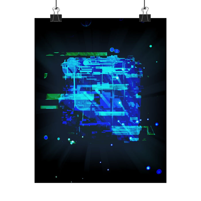 Vibrant Data Cube Matte Vertical Poster - Stunning Digital Art for Home Decor