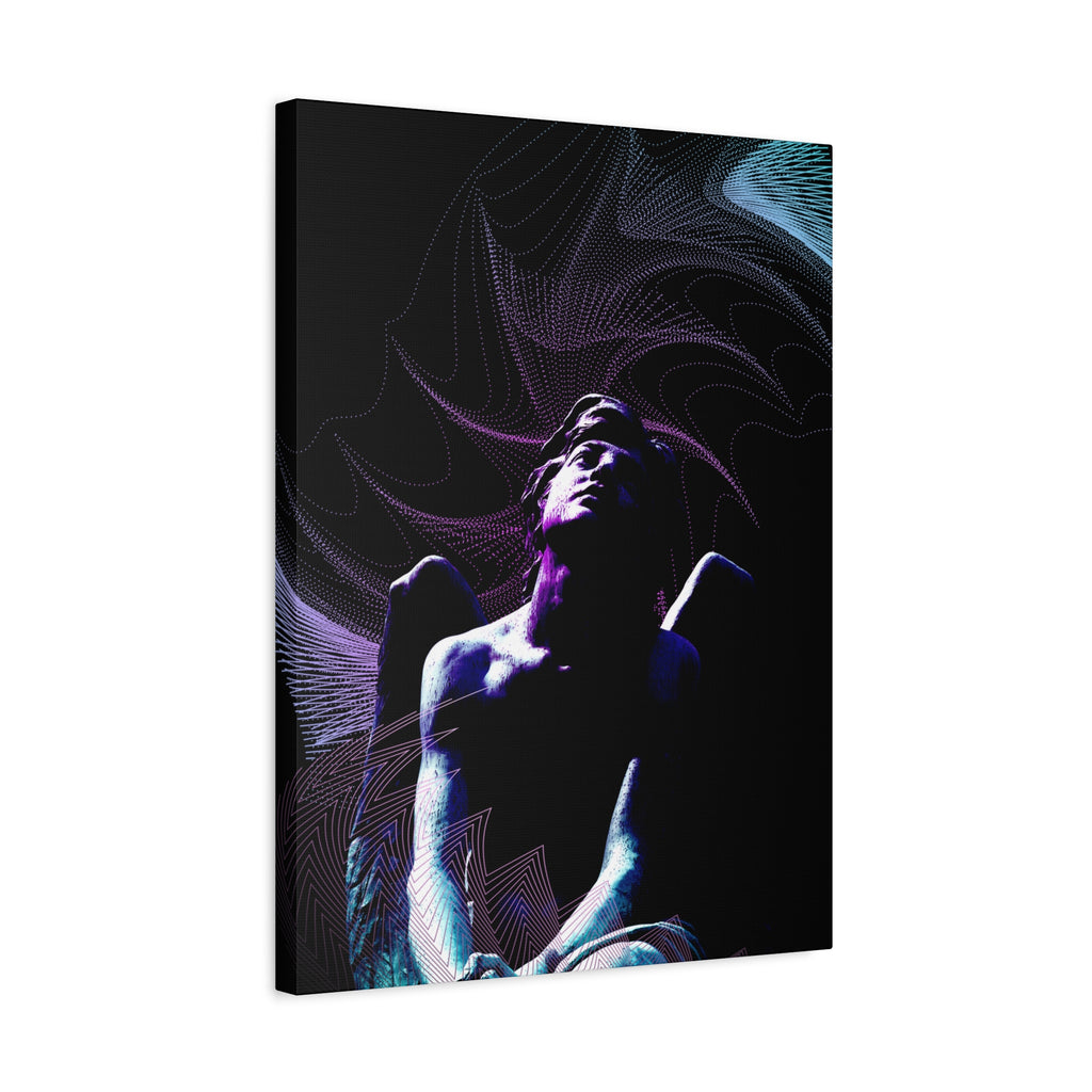 Skybound Canvas Wall Art - Surreal Angel Figure in the Clouds